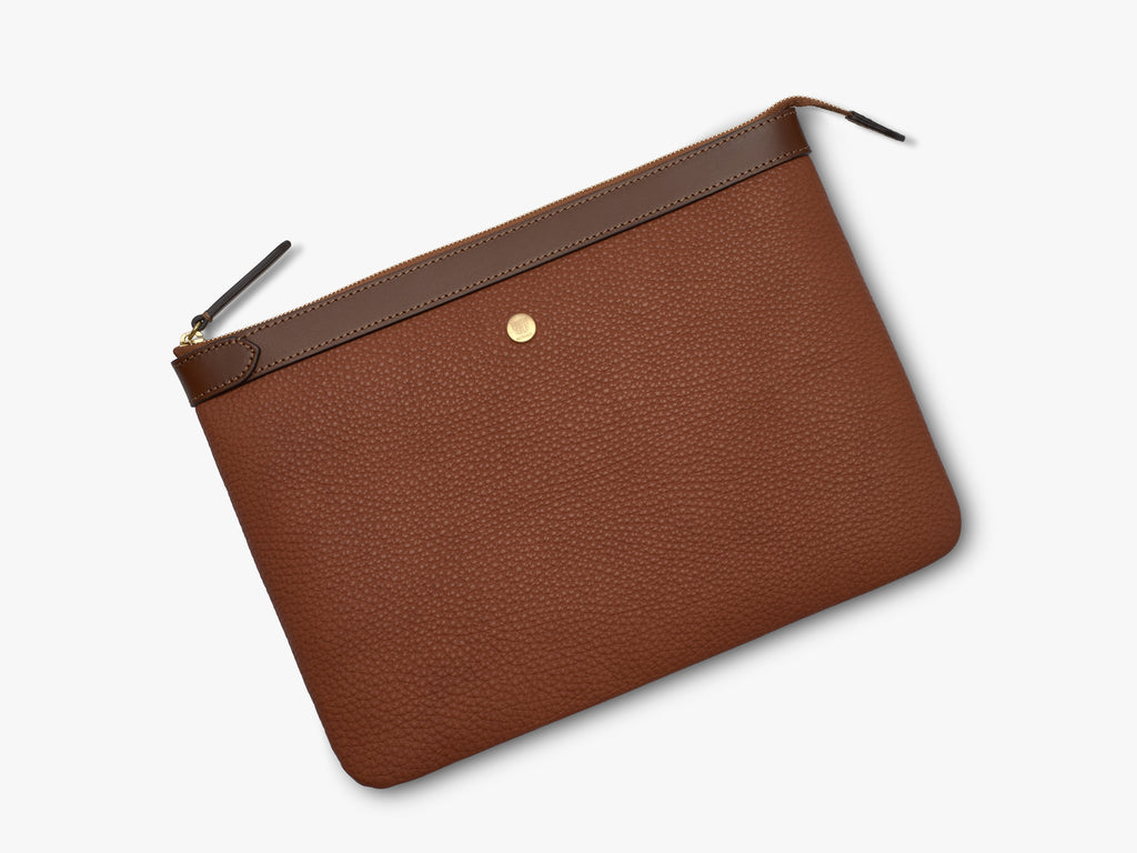 Pouch Large, Leather - Tabac/Cuoio